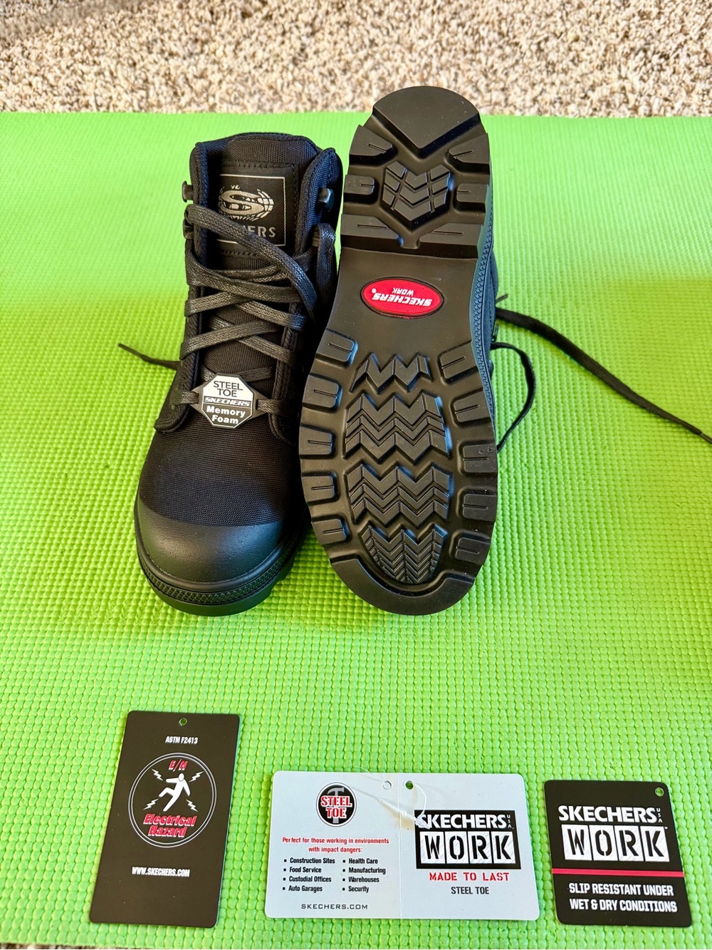 Skechers Black Lace-Up Work Boots - Picture 3 of 6